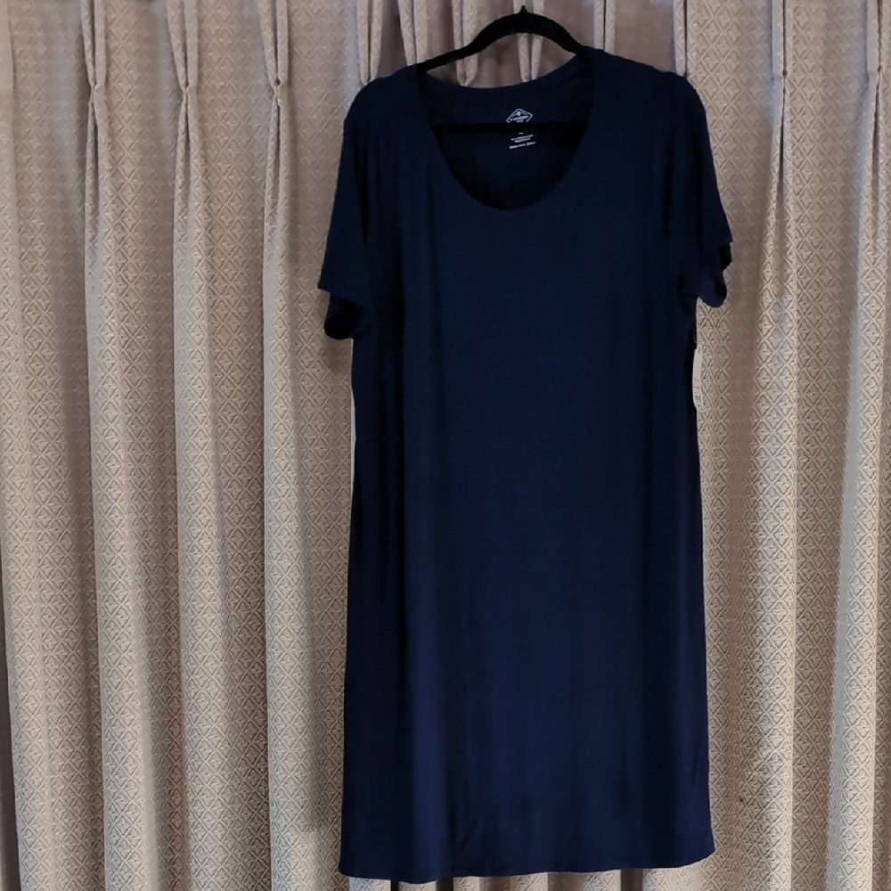 NWT Women's Size XL St. John's Bay Navy Blue Short Sleeve T-shirt Dress